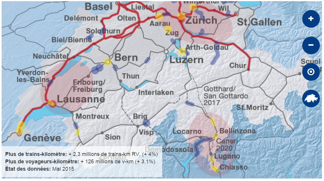 Les CFF présentent sur leur sites une carte interactive des changements prévus.