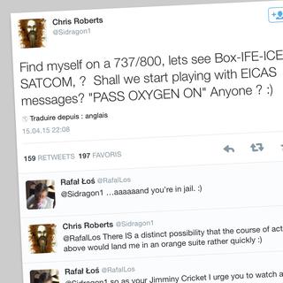 Le tweet "alerte" de Chris Roberts le 15 avril 2015. [DR]