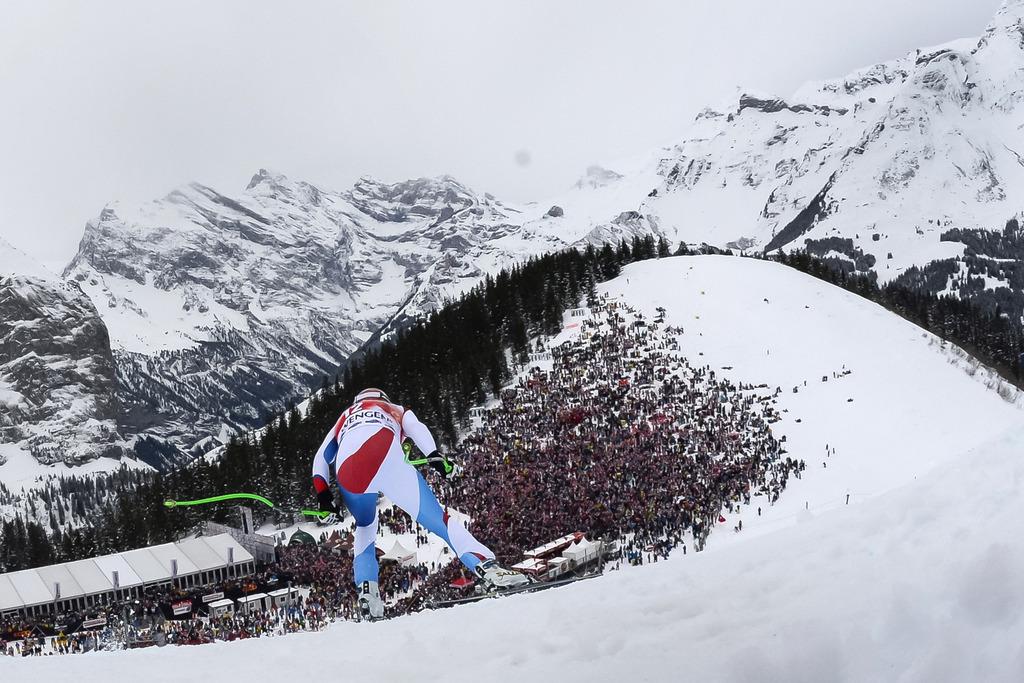 Patrick Küng, le "tenant du titre" à Wengen. [KEYSTONE - Jean-Christophe Bott]