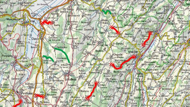 Routes fermées dans le canton de Vaud 1-2. [Police vaudoise]