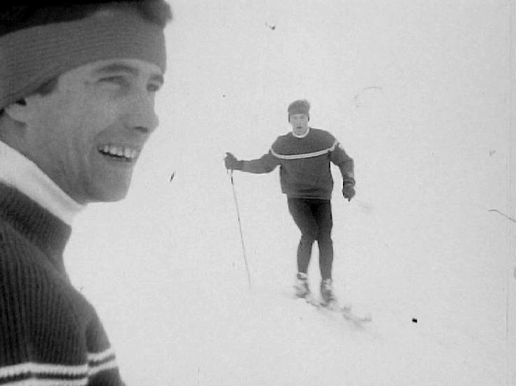 Willy Favre ( à gauche) et Jean-Daniel Dätwyler, skieurs suisses. [RTS]