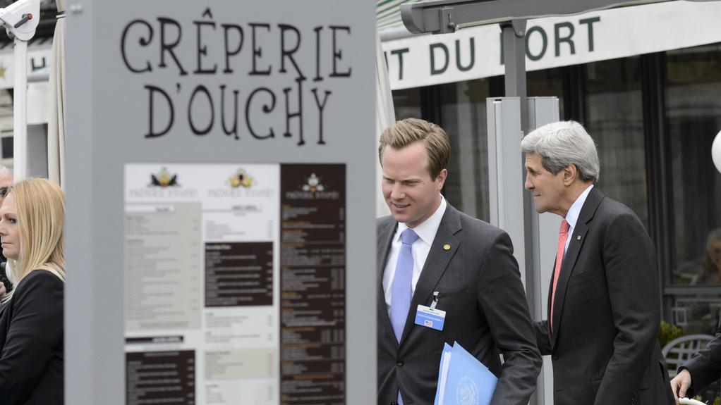 John Kerry est allé dîner à la Crêperie d'Ouchy après la suspension des négociations vendredi. [Keystone - Laurent Gilliéron]