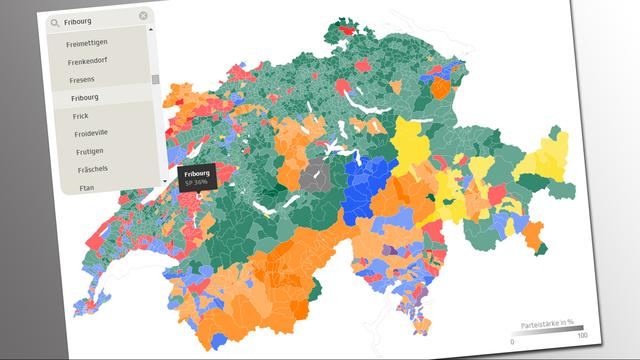 Cherchez dans notre visualisation interactive l'évolution de la force des partis dans votre commune.