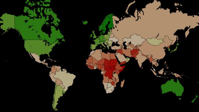 Carte établie à partir du Fragile State Index 2014. [Tableau Public]