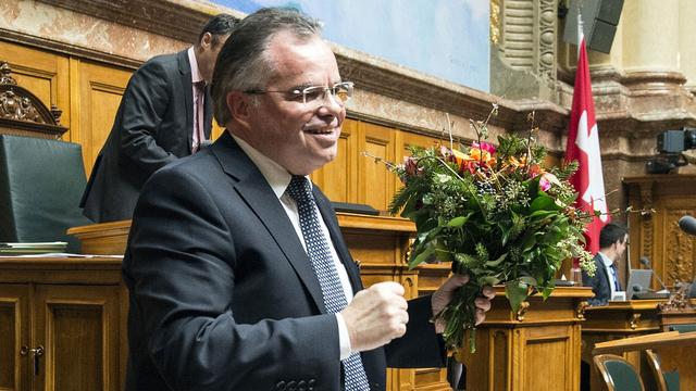 Pierre-André Monnard a fait son entrée au Conseil national le 8 décembre 2014. [Keystone - Peter Schneider]