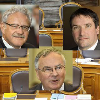 Beat Vonlanthen, Jean-François Rime et Christian Levrat: trois candidats pour deux sièges. [Keystone]