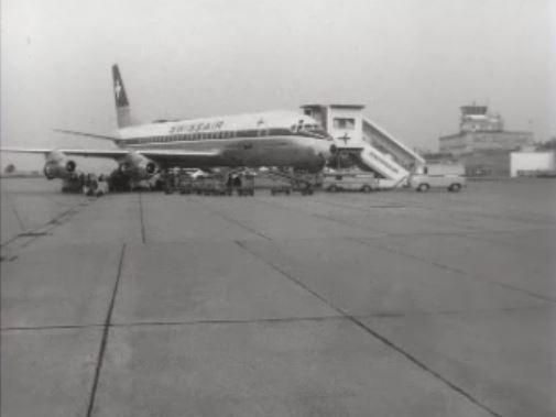 Avion de la compagnie Swissair, 1961. [RTS]