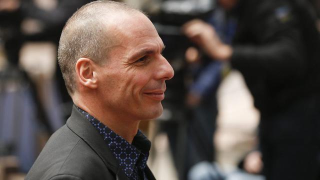 Le ministre grec des Finances Yanis Varoufakis à son arrivée à l'Eurogroupe. [EPA/Keystone - Olivier Hoslet]