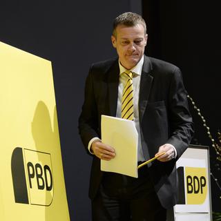 Le président du PBD Martin Landolt a présenté samedi les 3 axes de la campagne pour les élections fédérales au membres de son parti à Winterthour. [Steffen Schmidt]