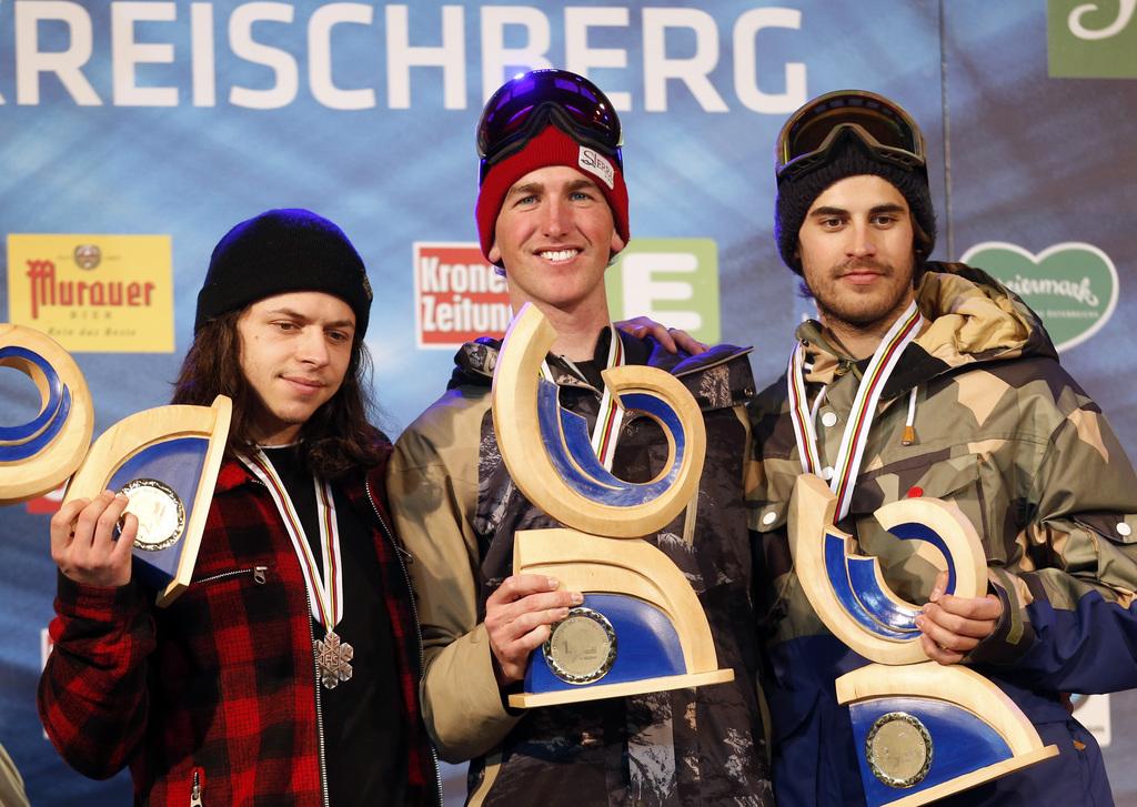 Lerjen (à dr.) glane sa 1ère médaille mondiale. [KEYSTONE - Darko Bandic]