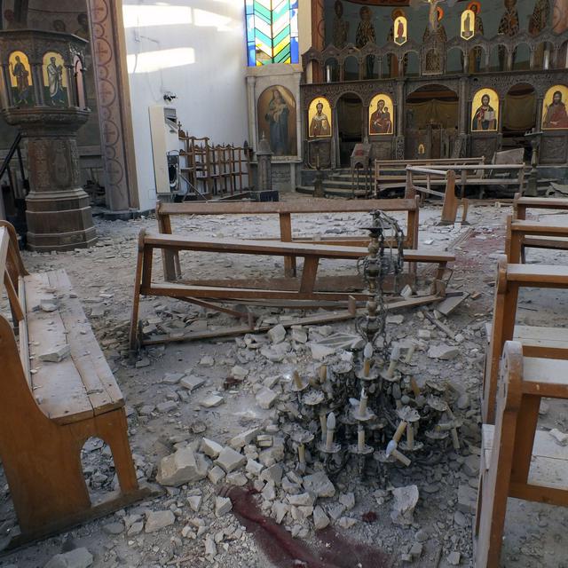 Eglise syrienne détruite. [Yazen Homsy]