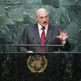 Alexandre Lukachenko, ici à la tribune de l'ONU. [Reuters - Eduardo Munoz]