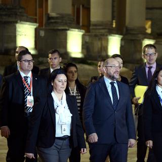 Le président du parlement européen Martin Schulz à son arrivée à La Valette, 10.11.2015. [AFP - Filippo Monteforte]