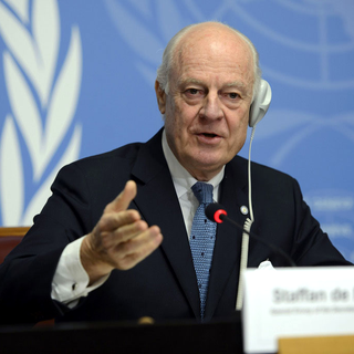 Le médiateur de l'ONU pour la Syrie Staffan de Mistura. [Keystone - Martial Trezzini]