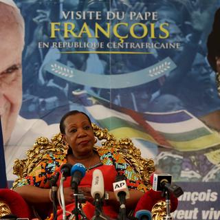 La présidente de transition centrafricaine, Catherine Samba Panza, avant la venue du pape.