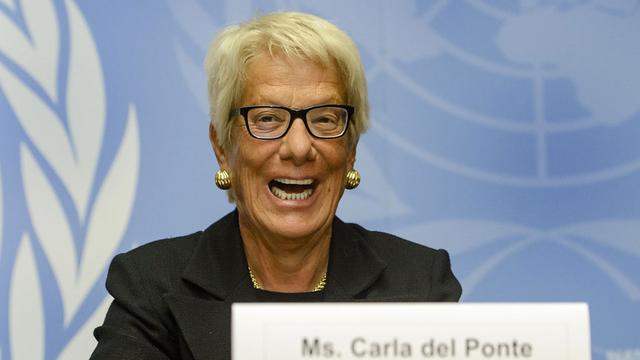 Carla Del Ponte, membre de la commission d'enquête de l'ONU sur la Syrie. [Keystone - Jean-Christophe Bott]