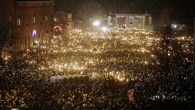 Le rassemblement se déroulait près du centre culturel, lieu de la première fusillade samedi après-midi. [SCANPIX DENMARK / ASGER LADEFOGED]