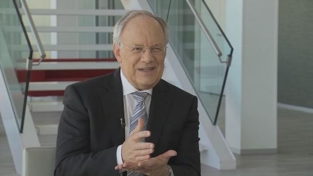 23 mars 2015: Johann Schneider-Ammann lors de son passage à la RTS.