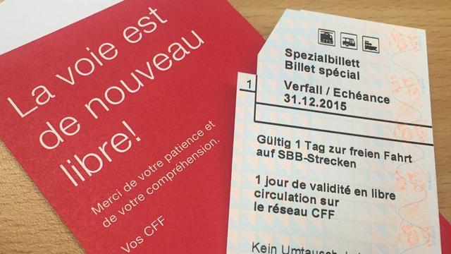 "La voie est de nouveau libre", écrivent les CFF sur le dépliant accompagnant la carte journalière.