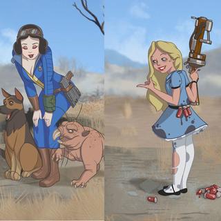 Blanche-neige, Alice ou encore Jasmine se mettent à la mode de Fallout. [Petarsaur]