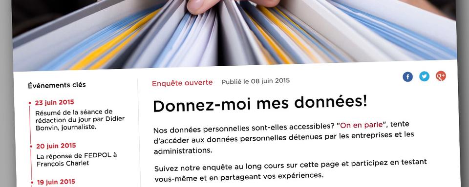 "Donnez-moi mes données!" l'enquête participative de "On en parle". [RTS]