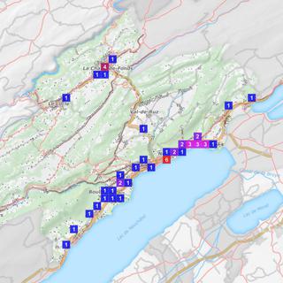 Capture d'écran de la carte interactive des cambriolages lancée par la police de Neuchâtel. [http://meteocrime.ne.ch/]