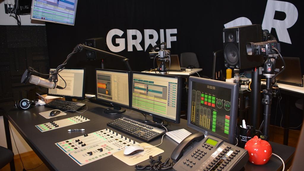 Le studio de la radio privée Grrif à Delémont en 2015. [RTS - Gaël Klein]