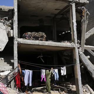 Quelque 100'000 immeubles ont été endommagés durant l'été à Gaza. [key - EPA/Mohammed Saber]