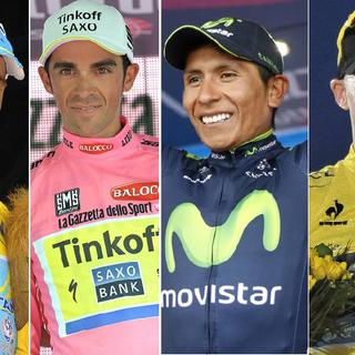 Nibali, Contador, Quintana et Froome: les 4 hommes à suivre pendant le Tour de France 2015. [Keystone-Bouvy, Keystone-Zennaro, EQ-Tessot, EQ-Sirotti]