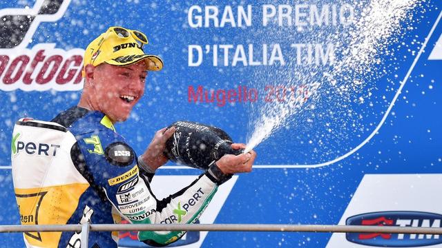 Aegerter a signé le premier podium de sa saison au Mugello. [Keystone - Ettore Ferrari]