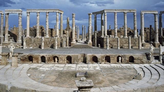 Vue du théâtre romain de Leptis Magna en Libye. [Leemage / AFP - Luisa Ricciarini]