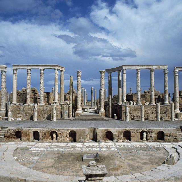 Vue du théâtre romain de Leptis Magna en Libye. [Leemage / AFP - Luisa Ricciarini]