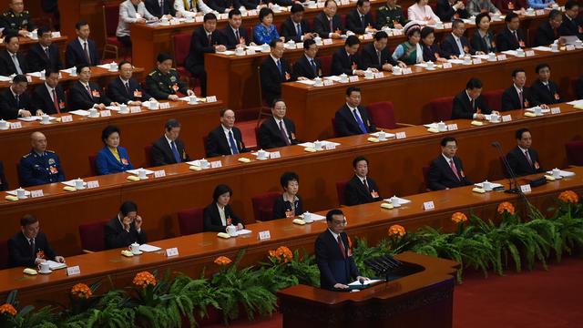Le Premier ministre Li Keqiang s'exprime devant le parlement chinois. [Greg Baker]