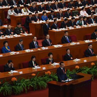 Le Premier ministre Li Keqiang s'exprime devant le parlement chinois. [Greg Baker]