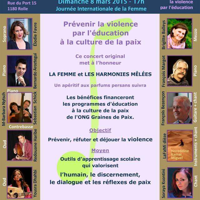 Affiche du concert du 8 mars 2015 de "Graines de Paix".