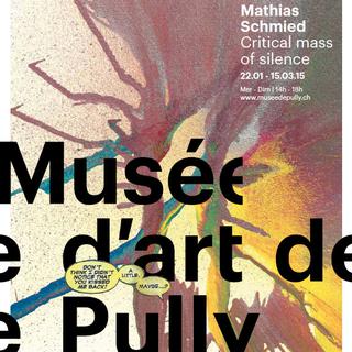 Affiche de l'exposition "Critical mass of silence" de Mathias Schmied.