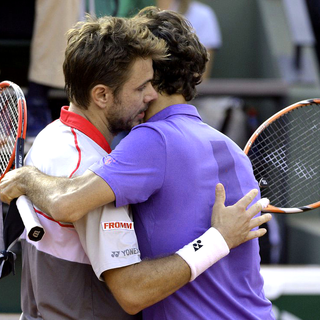 Wawrinka et Federer s'étaient affrontés ce pritnemps à Roland Garros. [EPA/Keystone - Caroline Blumberg]