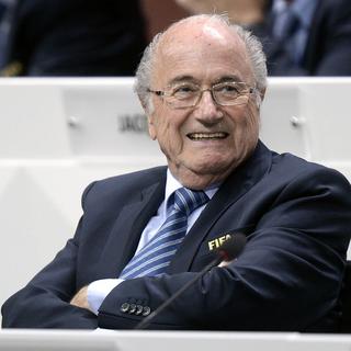 Sepp Blatter tout sourire vendredi après-midi avant le vote. [Keystone - Walter Bieri]