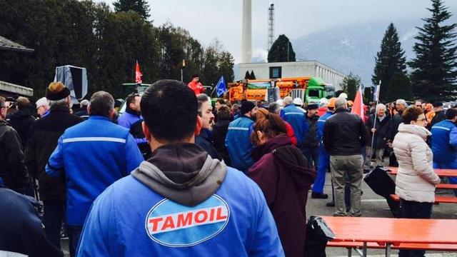 Les employés de Tamoil ont cessé le travail durant deux heures. [Yves Terrani]