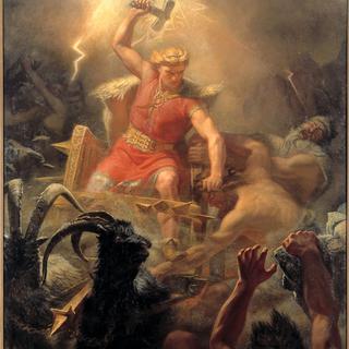 "La bataille de Thor contre les géants", toile réalisée en 1872 par Mårten Eskil Winge. [DP]