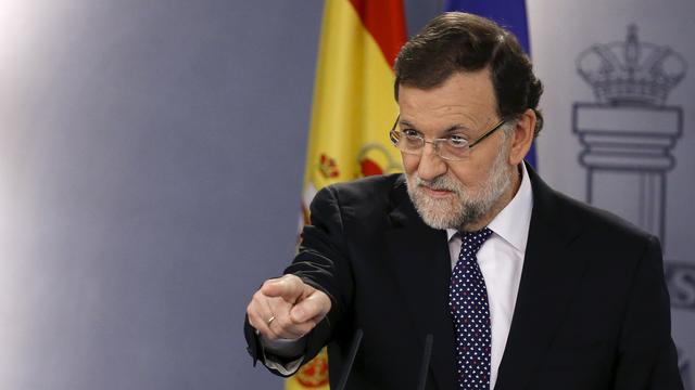 Le Premier ministre espagnol Mariano Rajoy lors d'une conférence de presse le 27 octobre 2015. [Reuters - Juan Medina]