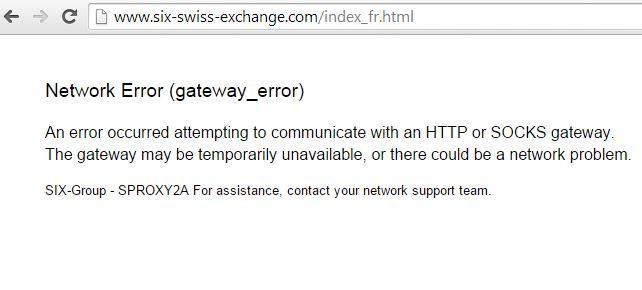 Le site de la bourse suisse est à la peine.