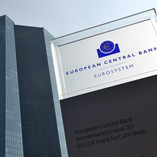 Le logo de la Banque centrale européenne à son siège de Francfort. [EPA/Keystone - Arne Dedert]