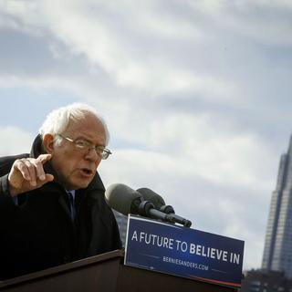 Né dans le quartier de Brooklyn, Bernie Sanders multiplie les meetings à New York. [Insixder Images/EPA/Keystone - Gary He]