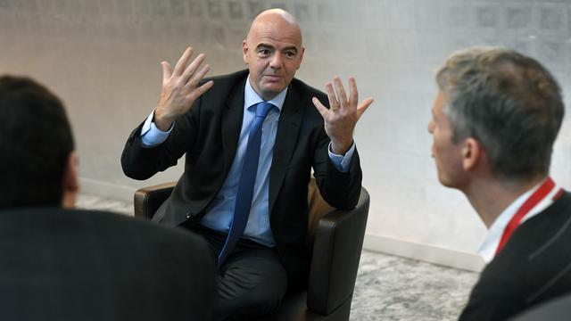 Gianni Infantino plaide pour un Mondial "coorganisé" par plusieurs pays. [Keystone - Walter Bieri]