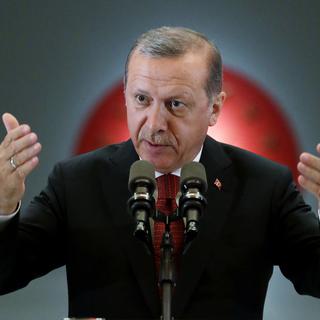 Recep Tayyip Erdogan avait présenté lundi des excuses pour la mort d'un pilote russe en novembre 2015. [Presidential Press Service, via AP - Murat Cetinmuhurdar]