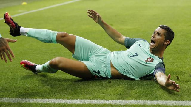 Cristiano Ronaldo a égalé le record de Michel Platini en inscrivant son 9e but en phase finale de l'Euro. [Carl Recine]