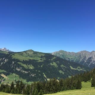 Vue sur les Alpes depuis Gstaad (BE). [l_baertschi Baertschi]