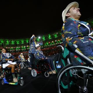Les athlètes du Brésil lors de la cérémonie d'ouverture des Jeux paralympiques à Rio. [Reuters - Ricardo Moraes]