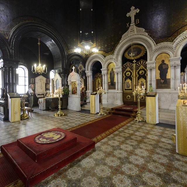 L’intérieur de l'Eglise orthodoxe russe de Genève. [Keystone - Martial Trezzini]